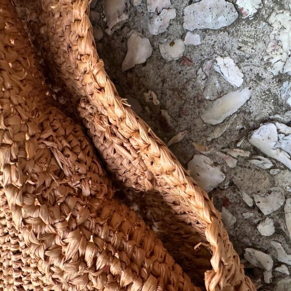 Helen Kaminski Australia Raffia Crochet Shoulder Bag Tan Brown Leather Strap - Picture 3 of 13